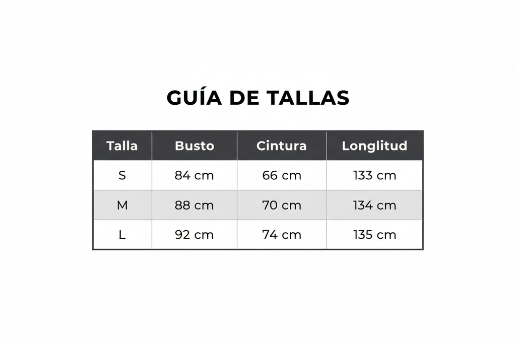 Guía de Tallas - Vestido Coral Floral