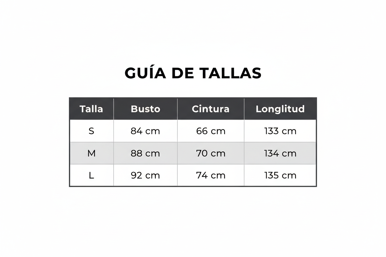 Guía de Tallas - Vestido Coral Floral