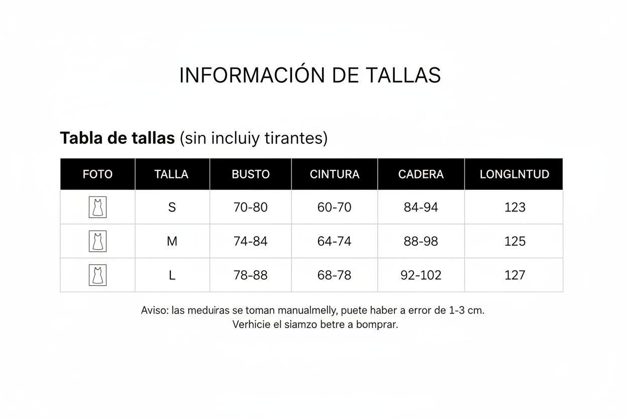 Tabla de tallas en español